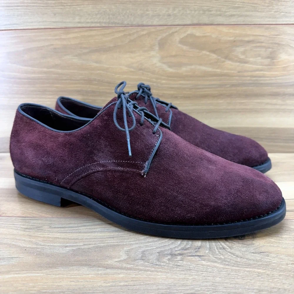 Allen Edmonds Wine Suede Oxford Mens 11 EEE Light Form Feather Welt Dress Shoes